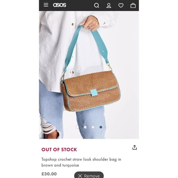 ASOS Handbags - BNWoT never used Topshop Straw+Turquoise Patent Leather Shoulder Bag Purse RRP30